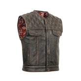 Lowcut Men's motorcycle Leather Vest The Leather Fit