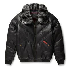Men's Black Leather Puffer Jacket The Leather Fit