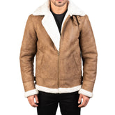 Men’s Fur Collar Distressed Brown Leather Bomber Jacket The Leather Fit