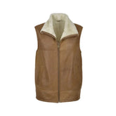 Men’s Fur Shearling Brown Leather Vest The Leather Fit