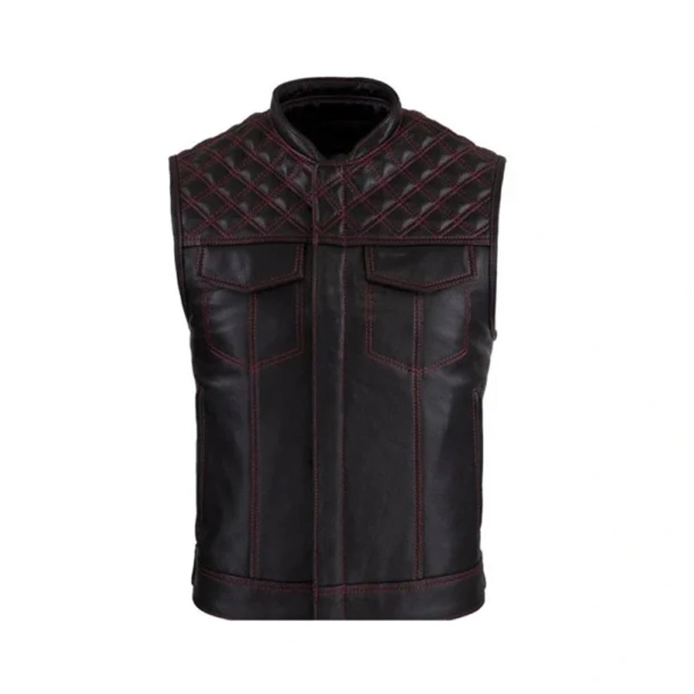 Men’s Quilted Leather Biker Vest The Leather Fit