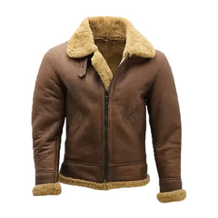 Men's Shearling Brown Leather Fur Jacket The Leather Fit