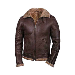 Men’s Sheepskin Shearling Brown Jacket The Leather Fit