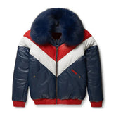 Men's Two-Tone Leather Puffer Jacket The Leather Fit