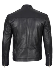 Men's Black Cafe Racer Style Leather Jacket The Leather Fit