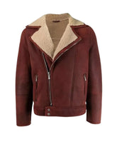 Men’s Aviator Burgundy Leather Jacket The Leather Fit
