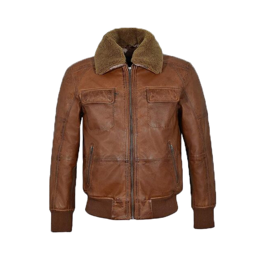 Mens Aviator Shearling Bomber jacket The Leather Fit