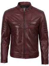 Mens Burgundy Cafe Racer Style Leather Jacket The Leather Fit
