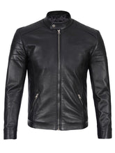 Men's Black Cafe Racer Style Leather Jacket The Leather Fit