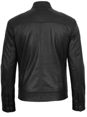 Mens Black Cafe Racer Style Real Leather Jacket The Leather Fit