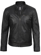 Mens Black Cafe Racer Style Real Leather Jacket The Leather Fit