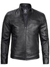 Men's Black Biker Style Leather Jacket The Leather Fit