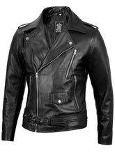 Men's Black Asymmetrical Belted Leather Biker Style Jacket The Leather Fit