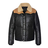 Nathan Men’s Black Bomber Shearling Leather Jacket The Leather Fit