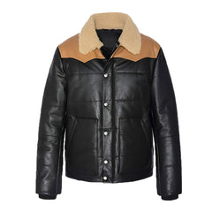 Nathan Men’s Black Bomber Shearling Leather Jacket The Leather Fit