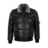 Padded Bomber Leather Puffer Jacket The Leather Fit