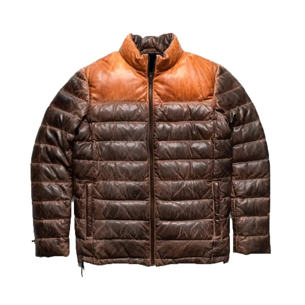 Premium Brown Leather Down Jacket The Leather Fit