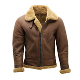 Randy Brown B-3 Bomber Aviator Leather Jacket with Faux Fur The Leather Fit