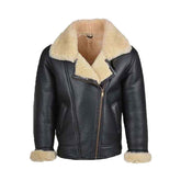 Men’s Black Bomber Shearling Leather Jacket The Leather Fit