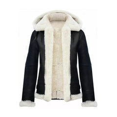 Women Hooded Shearling Jacket The Leather Fit