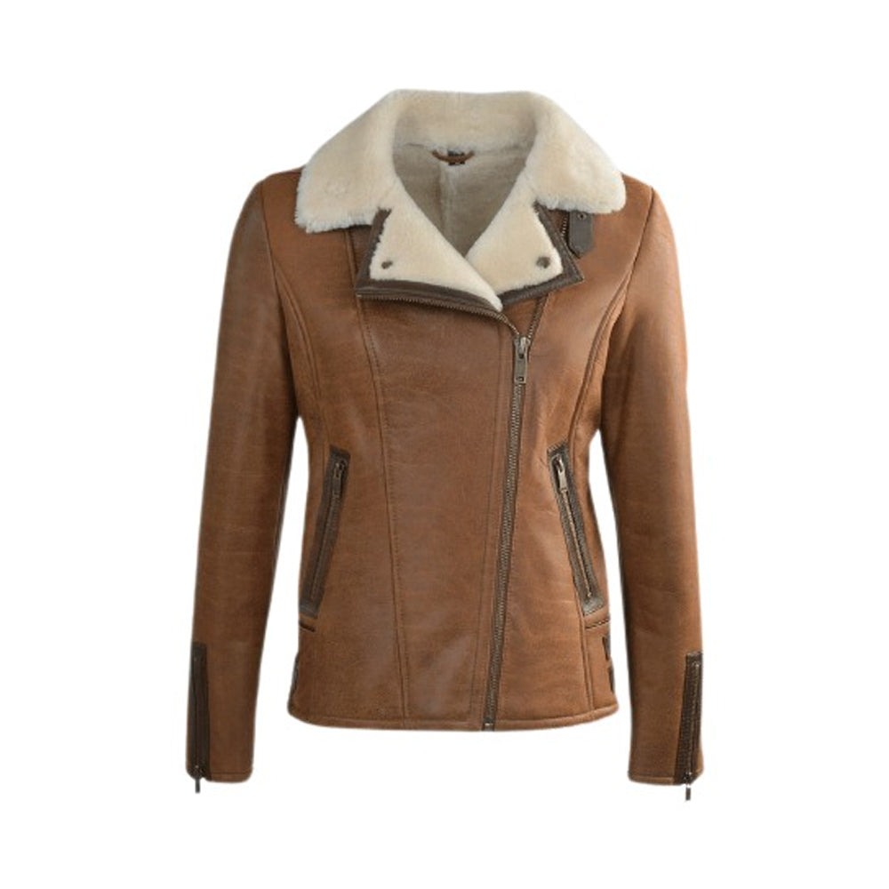 Women’s Jane B-3 Fur Sheepskin Bomber Jacket The Leather Fit
