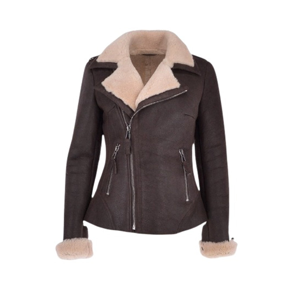 Women’s Luxury Aviator Shearling Bomber Jacket The Leather Fit