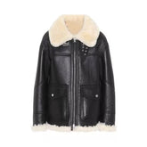 Womens Aviator Ivory Shearling Jacket The Leather Fit