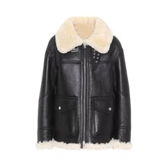 Womens Aviator Ivory Shearling Jacket The Leather Fit