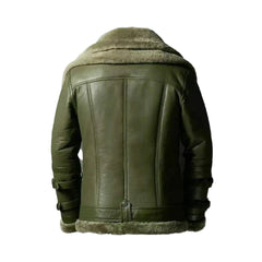 Green RAF Shearling Bomber Jacket The Leather Fit