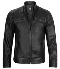 Real Leather Men's Black Cafe Racer Jacket The Leather Fit