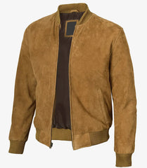 Men's Bomber Light Brown Suede Jacket The Leather Fit