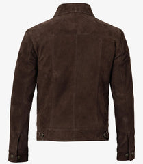 Men's Dark Brown Trucker Suede Jacket The Leather Fit