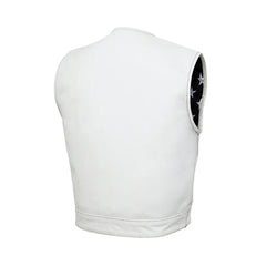 Lowcut Men’s White Motorcycle Leather Vest The Leather Fit