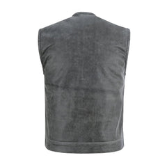 Grey Motorcycle Leather Vest The Leather Fit