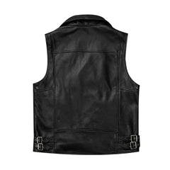 Men’s Black Biker Zipper Leather Vest The Leather Fit