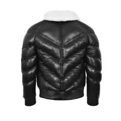 Ace Puffer Classic Padded Fur Collar Jacket White The Leather Fit
