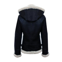 Women Hooded Shearling Jacket The Leather Fit