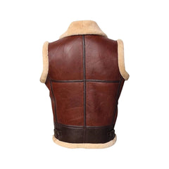 Men’s RAF B-3 Brown Shearling Leather Vest The Leather Fit