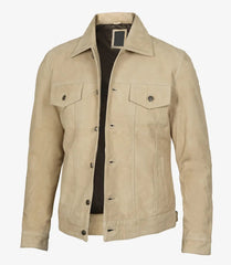 Fernando Men's Camel Suede Trucker Jacket The Leather Fit