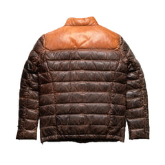 Premium Brown Leather Down Jacket - The Leather Fit
