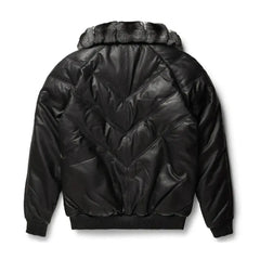 Men's Black Leather Puffer Jacket The Leather Fit