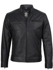 Men's Matte Black Cafe Racer Style Leather Jacket The Leather Fit
