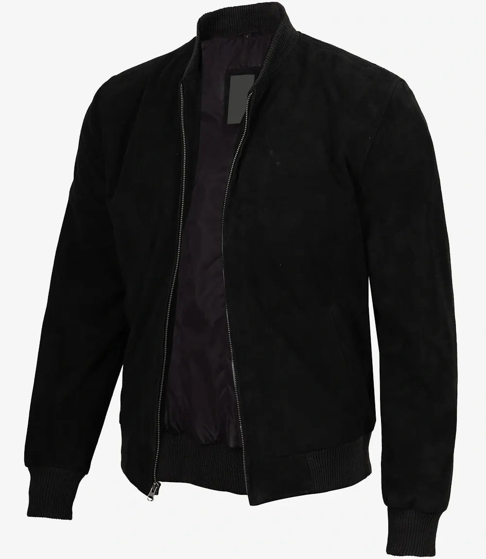 Adamsville Men's Black Suede Bomber Jacket The Leather Fit