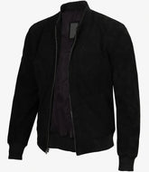Adamsville Men's Black Suede Bomber Jacket The Leather Fit