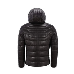 Men’s Black Puffer Hooded Quilted Jacket The Leather Fit
