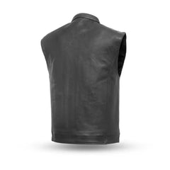 Men’s Black Pocket Zipper Leather Vest The Leather Fit