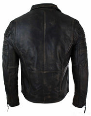 Mens Black Biker Genuine Leather Jacket The Leather Fit