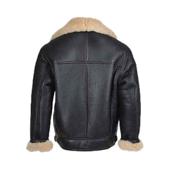 Men’s Black Bomber Shearling Leather Jacket The Leather Fit