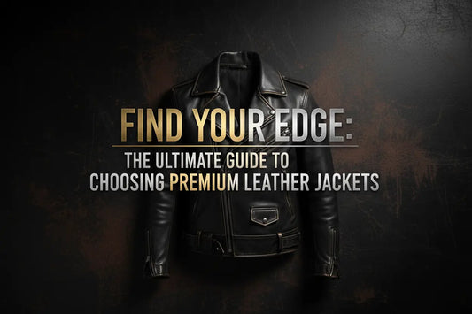 A high-quality black biker leather jacket and a sleek cafe racer jacket displayed on a clean background.