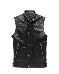 Men Black Quilted Style Leather Vest The Leather Fit